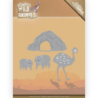 Billede: skære/prægeskabelon emu og wombat og en hule, AMY DESIGN DIE ADD10207, hulen ca. 4x7,6cm