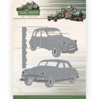 Billede: skære/prægeskabelon 2CV og 1 ældre amerikanerbil, 2CV ca. 8,3x5cm, AMY DESIGN DIE