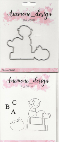 Billede: skæreskabelon og stempel bøger, bogorm og æble, ABC, Anemone_design Dies