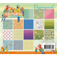 Billede: AMY DESIGN PAPIRBLOK ADPP10043, COLOURFUL Feathhers, 15x15cm - Lavet som en folder