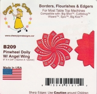 Billede: skæreskabelon Doily med baggrund, Pinwheel Doily w/Angel Wing, førpris kr. 187,- nupris