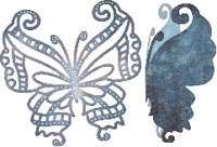 Billede: CL Die Mayan Butterfly B533, sommerfugl med baggrund, 80x80mm, cheery lynn, førpris kr. 75,- nupris