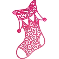 Billede: skæreskabelon julesok, CL Die B633 “Jingle Bell Stocking