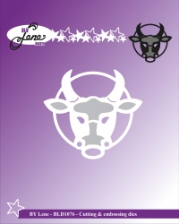 Billede: skære/prægeskabelon tyren, BY LENE DIES “The Bull” BLD1076, 6,7x6cm, førpris kr. 44,- nupris