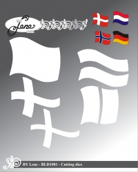 Billede: skæreskabelon forskellige flag, BY LENE DIES “Large Flag” BLD1081, 4,5x4cm