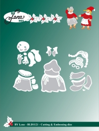Billede: skære/prægeskabelon julemandens kone, BY LENE DIES “Santa’s Wife” BLD1121, Biggest: 4,1x5cm