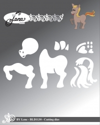 Billede: skæreskabelon glad hest, BY LENE DIES “Pony” BLD1130, Largest: 3,4x4,8cm