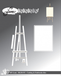 Billede: skære/prægeskabelon staffeli og lærred, BY LENE DIES “Easel” BLD1152, Biggest: 10x3,3cm