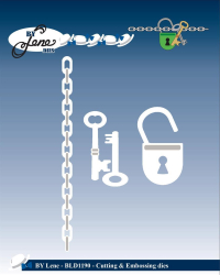 Billede: skære/prægeskabelon kæde, nøgler og hængelås, BY LENE DIES “Keys & Lock