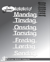 Billede: skæreskabelon Mandag, Tirsdag, Onsdag, Torsdag, Fredag, Lørdag, Søndag, BY LENE DIES 