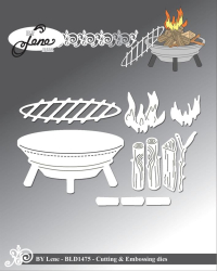 Billede: skære/prægeskabelon bålsted med grillrist, BY LENE DIES 