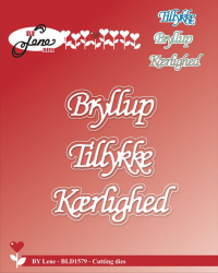 Billede: skæreskabelon Bryllup, Tillykke, Kærlighed, alle med skygge, BY Lene Dies, BLD1579, Tillykke: 4,8x2,2cm