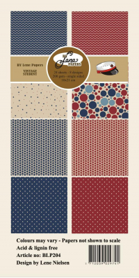 Billede: BY LENE Slim Card, M65, “Vintage Student” BLP204, 200gsm - 24 ark - 10x21cm
