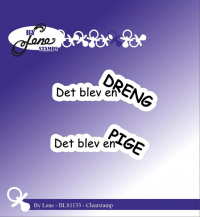 Billede: BY LENE STEMPEL Det blev en DRENG, Det blev en PIGE, BLS1133, 5,3x1,8 & 5x1,5cm, førpris kr. 24,- nupris
