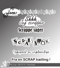 Billede: BY LENE STEMPEL Shh...Jeg scrapper, Scrappe sager, SCRAPAMOK, sPØRGSMÅL ER UNØDVENDIGE, fRA EN scrap KÆLLING!, BLS1176, Største: 7x1,7cm