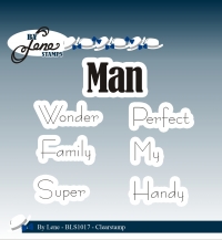 Billede: BY LENE STEMPEL “Handy Man (Engelsk tekst)” BLS1017, Man: 1,5x2,9cm, førpris kr. 40,00, nupris