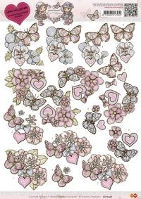 Billede: blomster og sommerfugle, yvonne design