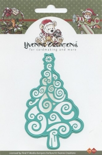 Billede: skære/prægeskabelon snørklet juletræ, cdd10001, yvonne design, førpris kr. 50,- nupris