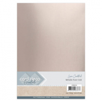 Billede: Card Deco Essentials - Metallic Linnenkarton - Metallic Rose Gold 6 ark, 250 gr., 210 x 297mm, CDEML004