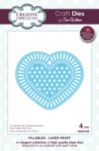 Billede: skæreskabelon hjerte, Fillables- Laced Heart, ced21006, Size:8,0x9,3cm, Sue Wilson, passer med p370204