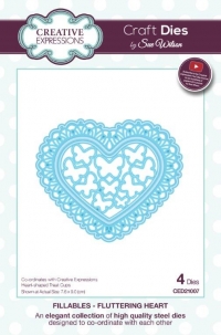 Billede: skæreskabelon hjerte, Fillables-Fluttering Heart, ced 21007, Size: 7,6x9,0cm, Sue Wilson, passer med p370204