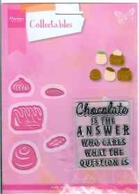Billede: skære/prægeskabelon chokolader og stempel, Chocolate is the answer who cares what the question is, MARIANNE DESIGN COL1366