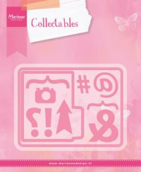 Billede: skæreskabelon kort og faneblad og diverse tegn, Marianne Design Collectables Pocket Card& Marks COL1389