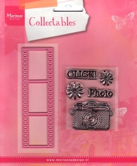 Billede: skæreskabelon filmstrimmel og stempel kamera og blitz, MARIANNE DESIGN COL1390 Filmstrip