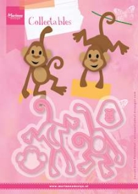 Billede: skæreskabelon 2 abekatte, COL1399 Eline's Monkey, Total: 115,5x84,5mm, marianne design