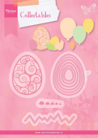 Billede: skæreskabelon påskeæg og balloner, COL1425 Easter Eggs, 46x61, 45x60, 35x5 & 75x14mm, marianne design