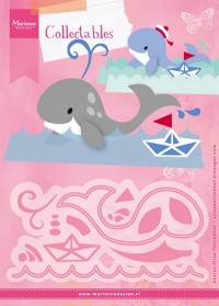 Billede: skæreskabelon hval i bølgen blå, MARIANNE DESIGN COL1430 Eline’s Whale, 129x69mm