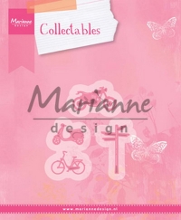 Billede: skære/prægeskabelon cykel, knallert, motorcykel og vejviser, MARIANNE DESIGN COL1436 Village Decoration set 4 (bycicle), 23x38 / 25x17 / 27x18 & 34x19mm