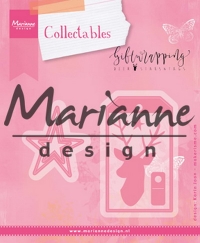 Billede: skæreskabelon MARIANNE DESIGN COL1442 Giftwrapping – Karins Deer, Stars & Tag, Biggest: 109x79mm