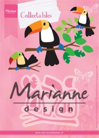 Billede: skæreskabelon tukan på gren, MARIANNE DESIGN COL1457 Eline’s Toucan, 83x73mm