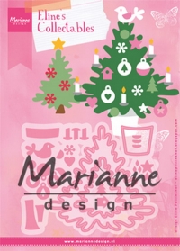 Billede: skæreskabelon juletræet med sin pynt i potte, MARIANNE DESIGN COL1459 Eline’s Christmas tree, 113x84mm