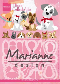 Billede: skæreskabelon forskellige hunderacer, MARIANNE DESIGN COL1464 Eline’s Puppy, 129x94mm