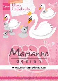 Billede: skæreskabelon svanemor med unge, MARIANNE DESIGN COL1478 Eline's Swan, 104,5x67mm