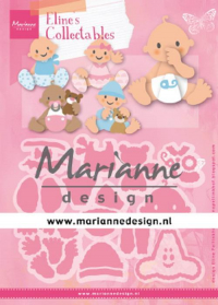 Billede: skæreskabelon baby med tøj, MARIANNE DESIGN COL1479 Eline's Babies, 126x97mm 
