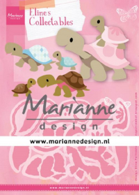Billede: skæreskabelon skildpadde med børn, MARIANNE DESIGN COL1480 Eline's Turtles, 125x85mm