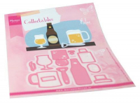 Billede: skære/prægeskabelon øl i glas og flaske og en lille samfundshjælper, MARIANNE DESIGN COL1482 Beer, 100x91mm