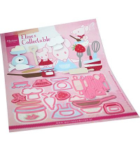 Billede: skære/prægeskabelon bageredskaber og jordbær, MARIANNE DESIGN COL1493 Eline's Kitchen Accessories