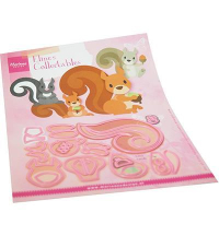 Billede: skæreskabelon egern/stinkdyr, MARIANNE DESIGN COL1500 Eline's Squirrel & Skunk, 118x86mm