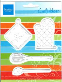 Billede: skære/prægeskabelon kitchen set, køkkenudstyr, cr1247, marianne design, førpris kr. 70,- nupris