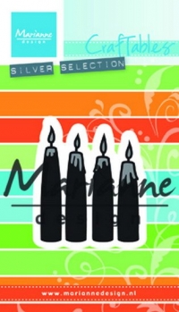 Billede: skære/prægeskabelon 4 adventlys, MARIANNE DESIGN CR1425 Advendt Candles, 43x53mm