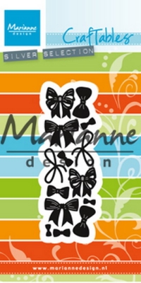 Billede: skære/prægeskabelon små sløjfer, MARIANNE DESIGN CR1434 Punch die: Bows, 28x83mm