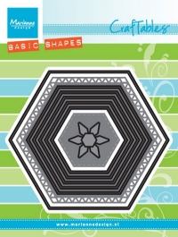 Billede: skæreskabelon hexagon, MARIANNE DESIGN CR1444 Basic Set: Hexagon, 106x93mm