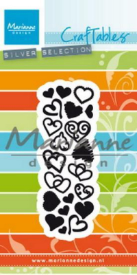 Billede: skæreskabelon små hjerter, MARIANNE DESIGN CR1460 Punch Die: Sweet Hearts, 30x87mm