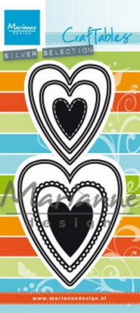 Billede: skæreskabelon 6 hjerter, MARIANNE DESIGN CR1461 Nest die Hearts, 57,5x70,5mm