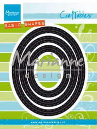 Billede: skæreskabelon ovale rammer med stitch, MARIANNE DESIGN CR1467 Basic Passe-Partouts Ovals, 82x102mm