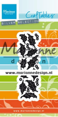Billede: skære/prægeskabelon kristjørnblade, MARIANNE DESIGN CR1476 Punch die: Holly, 27,5x89,5mm